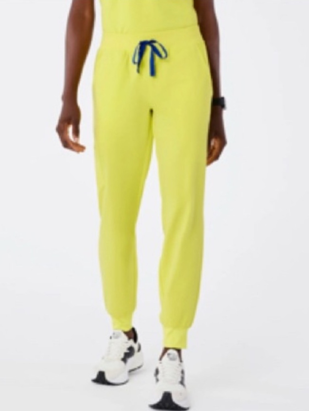 Figs Men's Neon Yellow Jogger Sweatpants with Navy Drawstring